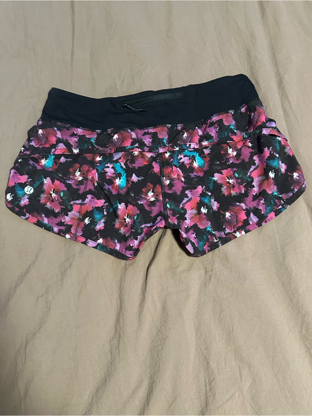 Lululemon Speed Short in Mini Midnight Bloom Black Deep Fuschia Black colorway - Picture 2 of 9